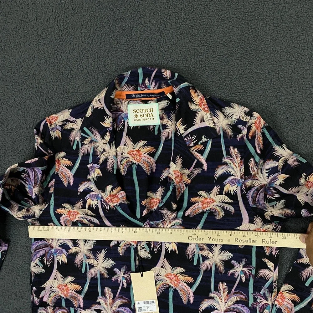 Scotch & Soda Colourful Palm Tree Lightweight Jacket size Medium Linen Half Line